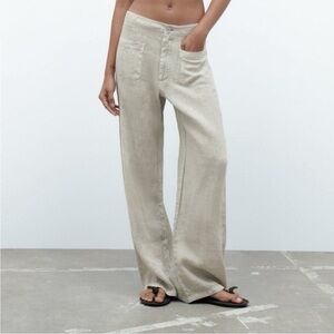 Zara Linen Pants The Leah Pant Grey